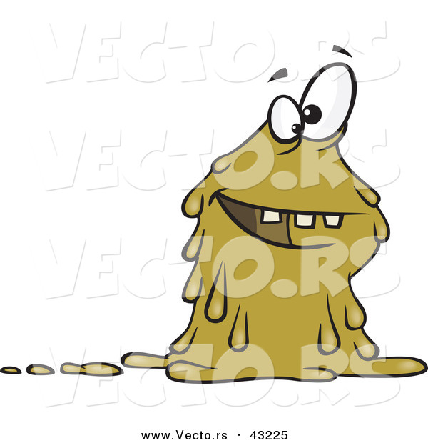 Vector of a Slimy Cartoon Green Monster Smiling