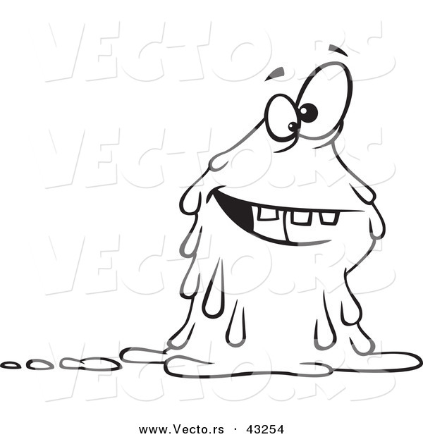 Vector of a Slimy Cartoon Monster Smiling - Coloring Page Outline