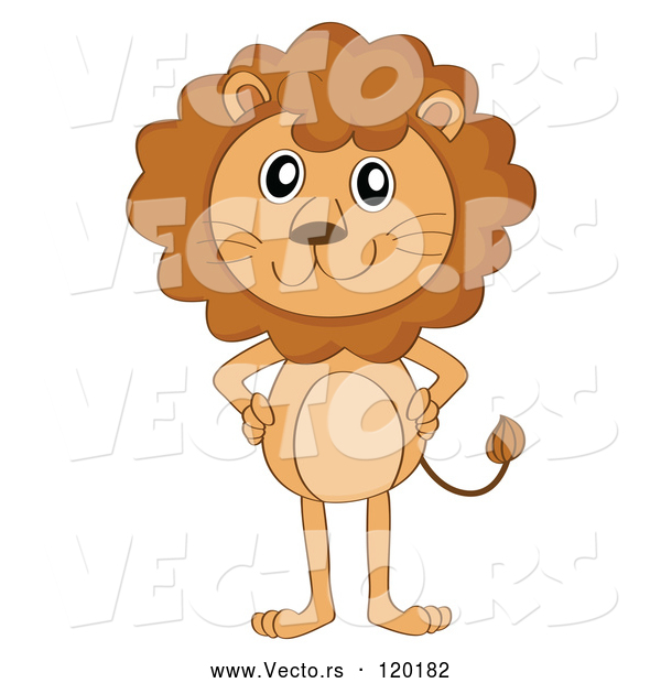 Vector of a Smiling Cartoon Lion Standing with Hands on Hips