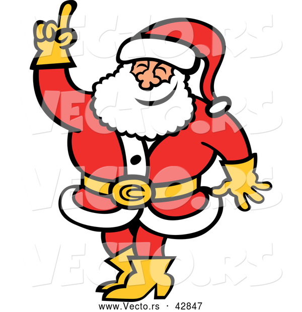 Vector of a Smiling Cartoon Santa Raising a Finger While Testing the Air Temp and Wind Direction