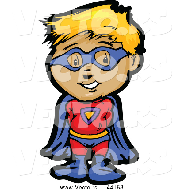 Vector of a Smiling Cartoon Super Hero Boy Posing