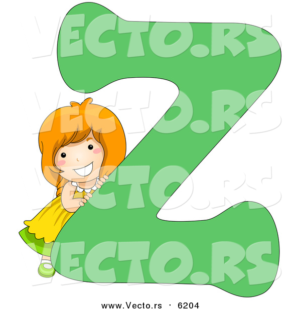 Vector of a Smiling Child Beside Alphabet Letter Z