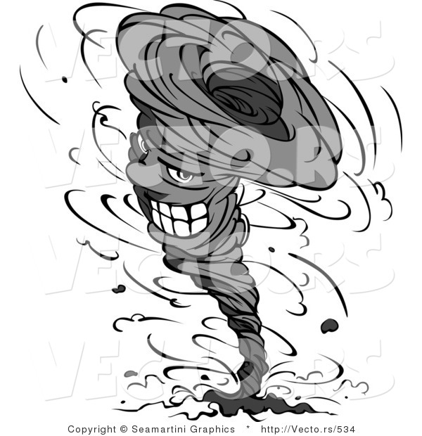 Vector of a Smirking Cartoon Tornado