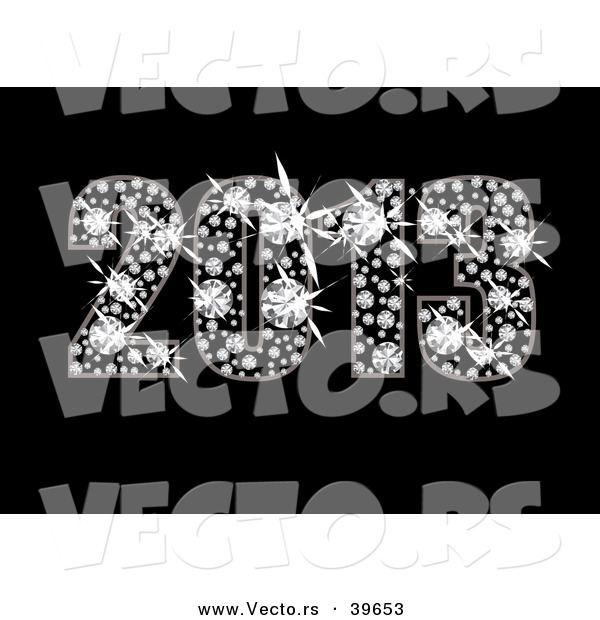 Vector of a Sparkling Diamond 2013 over Black Background