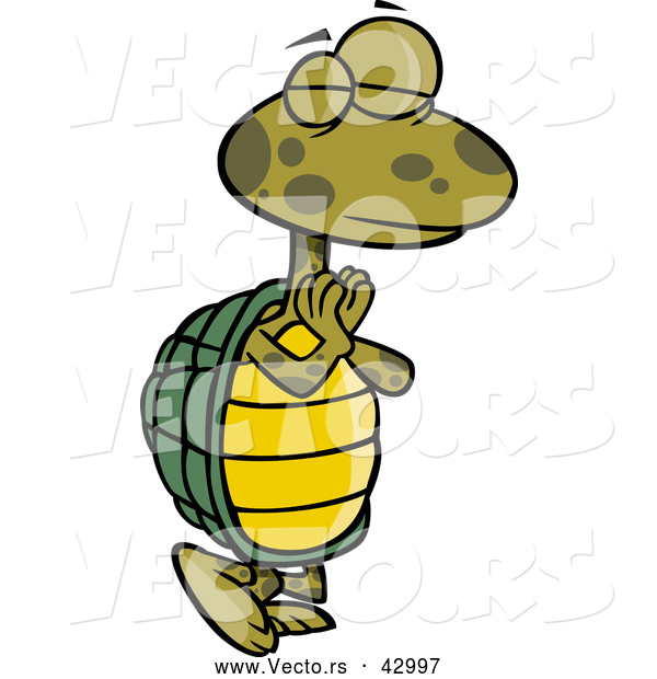 Vector of a Standing Yoga Cartoon Turtle in a Pose