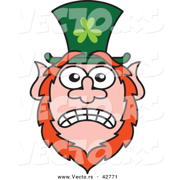Vector of a Stressed out St. Paddy's Day Cartoon Leprechaun with Worried Look on His Face