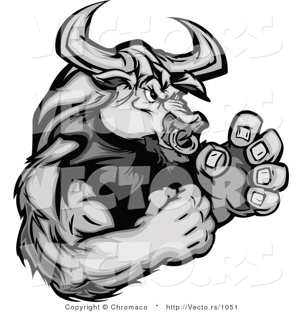 Vector of a Strong Bull Character Ready to Fight