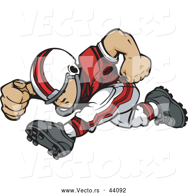 Vector of a Strong Cartoon Football Player Boy Charging Forward