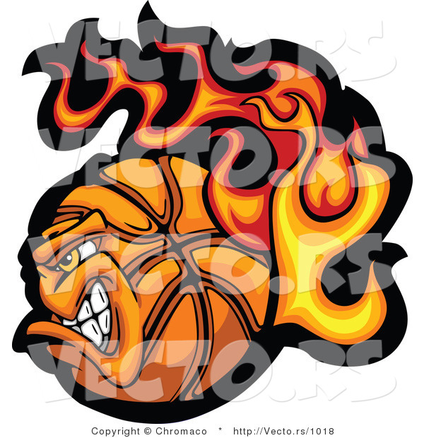 Vector of a Strong Flaming Basketball Mascot Character