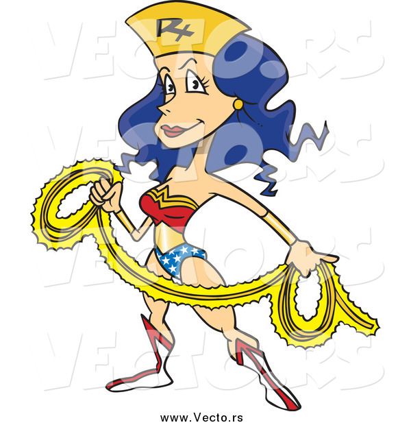 Vector of a Super Hero Wonder Nurse with a Rope