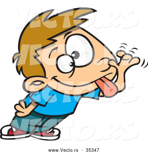 Vector of a Teasing Cartoon Boy Sticking His Tongue out and Making a Funny Face