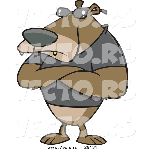 Vector of a Tough Bear Bouncer with Arms Crossed - Cartoon Version