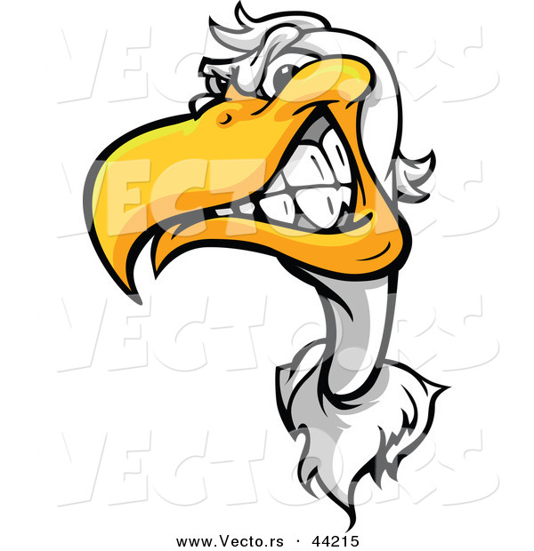 Vector of a Tough Cartoon Seagull Mascot Grinning