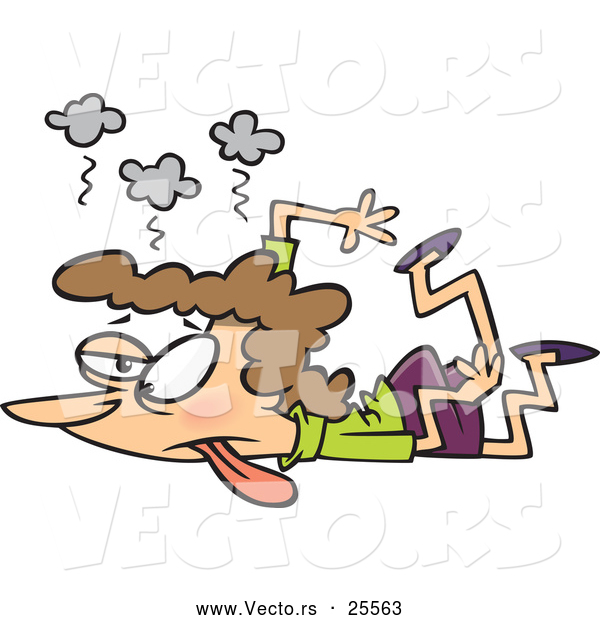 Vector of a Trampled Cartoon Woman Laying Face down on a Floor