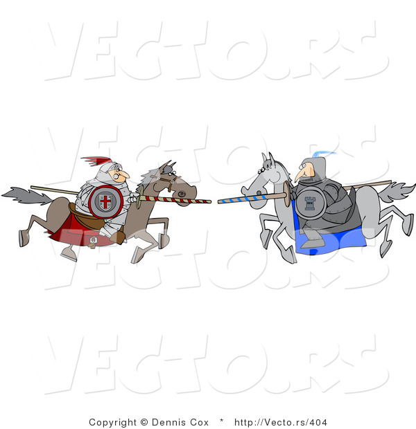 Vector of a Two Knights Jousting Each Other with Lances
