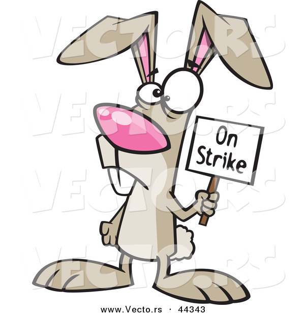 Vector of a Unhappy Cartoon Easter Bunny on Strike