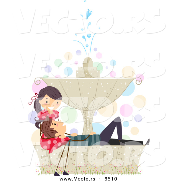 Vector of a Valentine Couple Relaxing on a Fountain