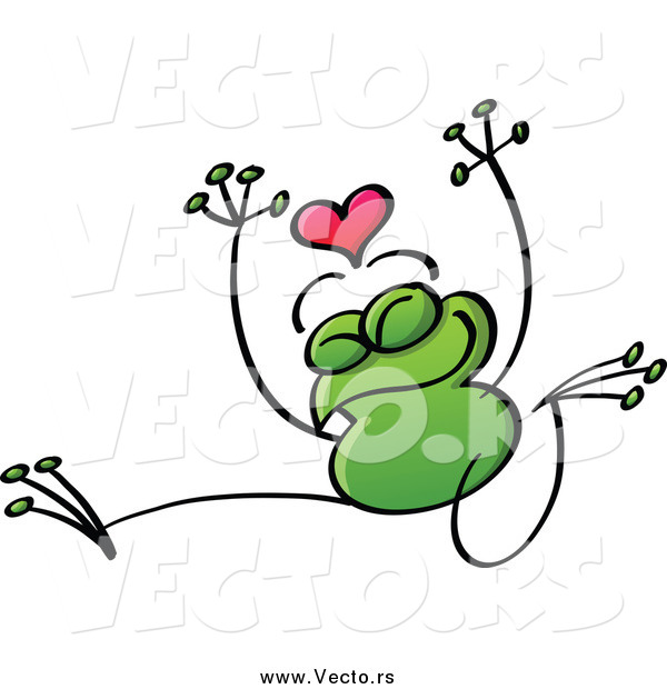 Vector of a Valentine Frog in Love, Jumping
