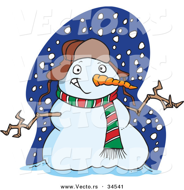 Vector of a Welcoming Cartoon Snowman