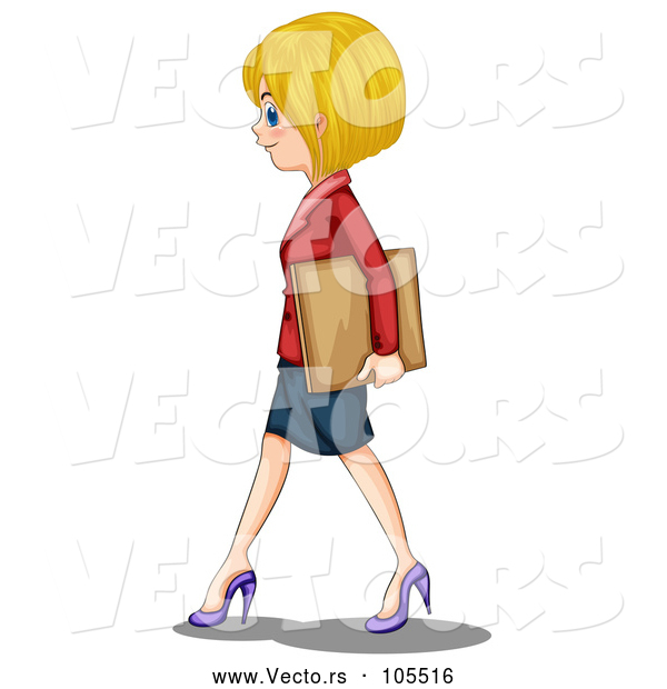 Vector of a White Business Girl Walking