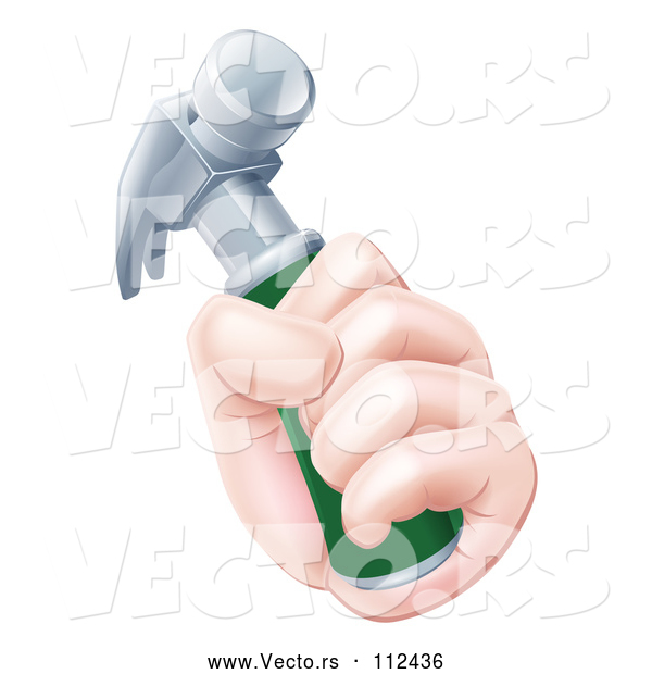 Vector of a White Hand Holding a Hammer