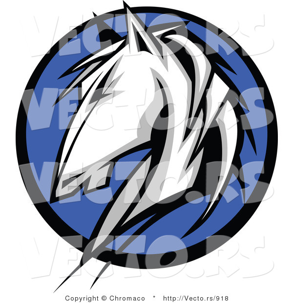 Vector of a White Horse Composited over a Blue Circle Icon