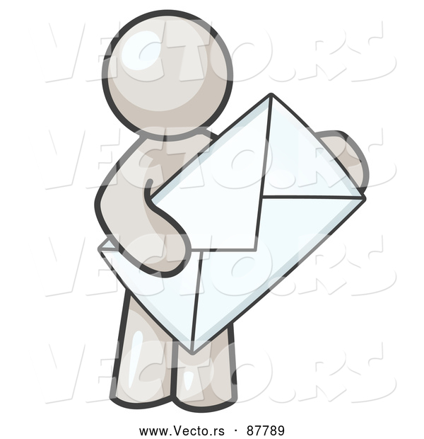 Vector of a White Person Holding a Large Envelope, Symbolizing Communications and Email