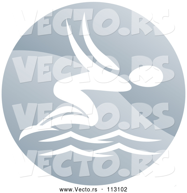 Vector of a White Swimmer Person Diving in a Circle