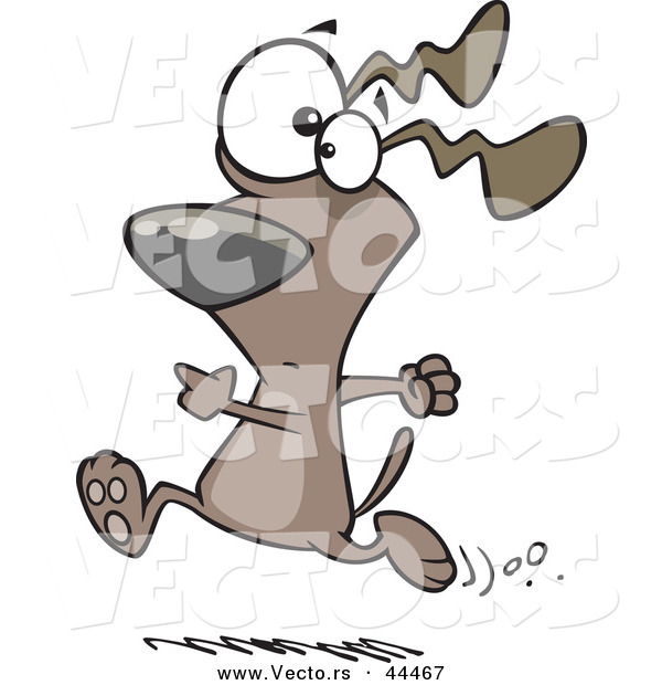 Vector of a Worried Cartoon Dog Running