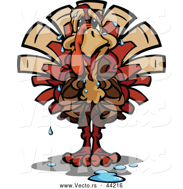 Vector of a Worried Cartoon Turkey Sweating