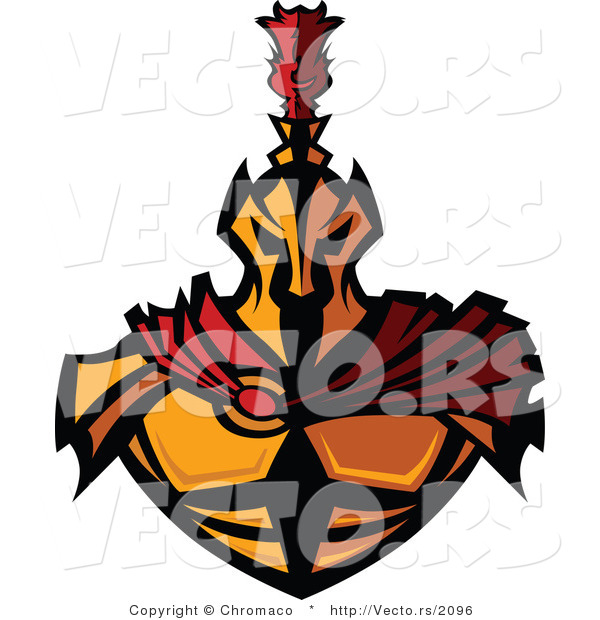 Vector of a Worthy Gold Spartan Warrior Wearing Red Cape