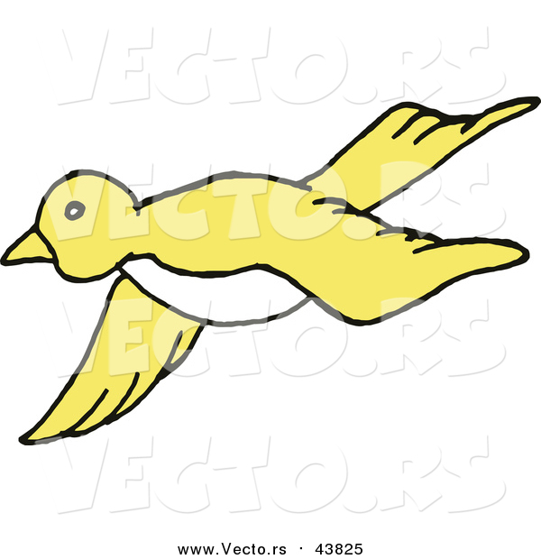 Vector of a Yellow Bird Flying
