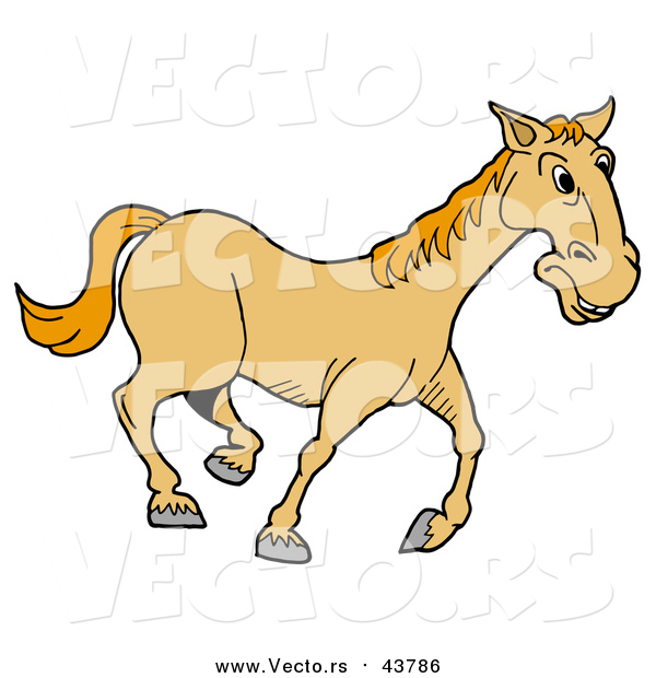 Vector of a Yellow Horse Trotting
