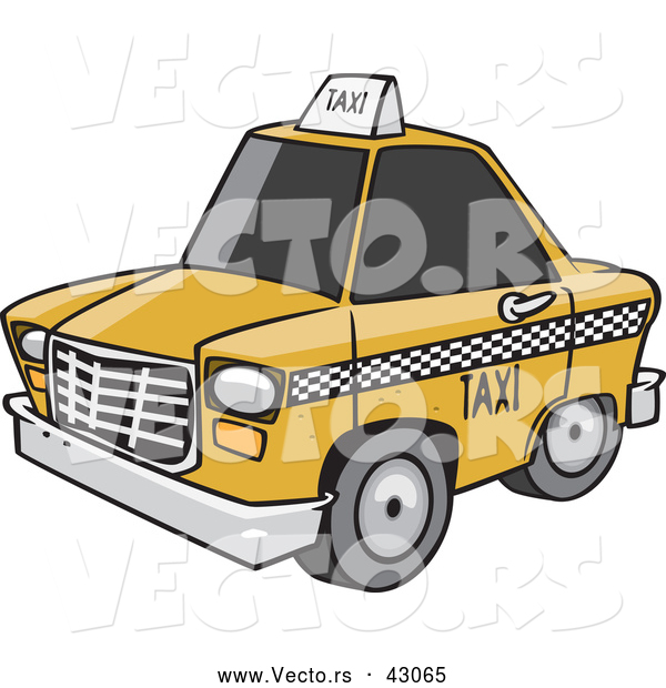 Vector of a Yellow Taxi Cab with Dark Tinted Windows
