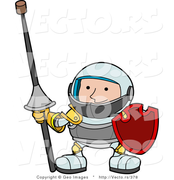 Vector of a Young Knight Wearing Armor While Holding a Lance and Shield