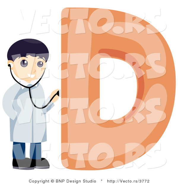 Vector of Alphabet Letter D with a Doctor Boy