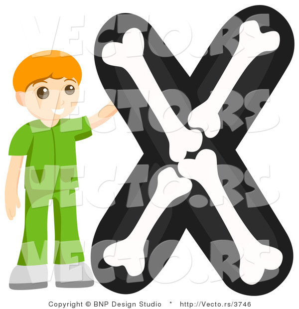 Vector of Alphabet Letter X with an X Ray Texchnician Boy