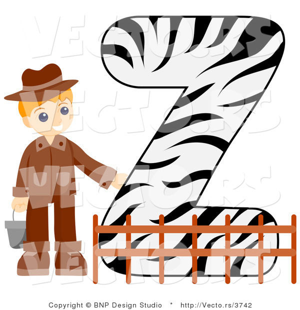 Vector of Alphabet Letter Z with a Zookeeper Boy