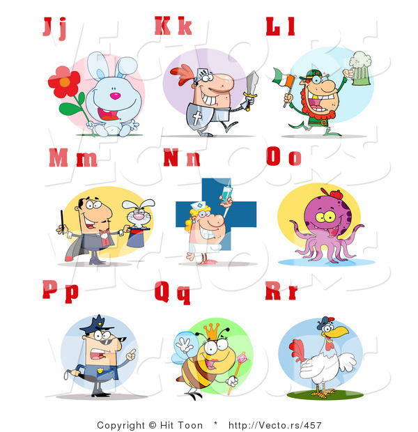 Vector of Alphabet Letters with People and Characters - J Through R
