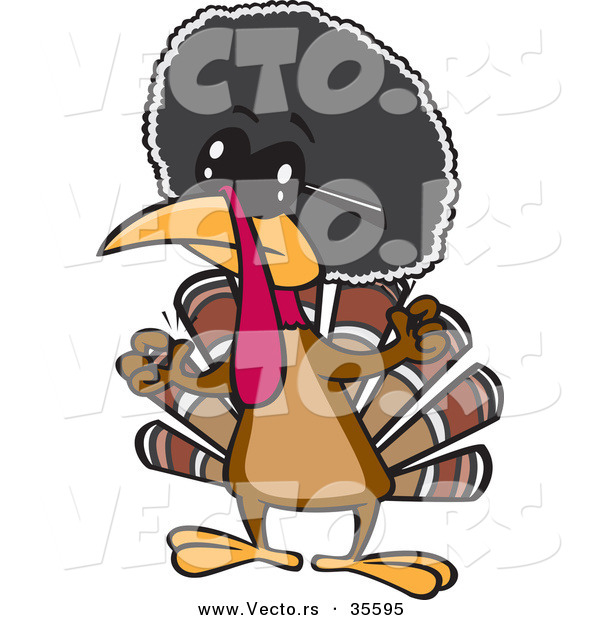 Vector of an African Cartoon Turkey with a Big Afro and Dark Sunglasses