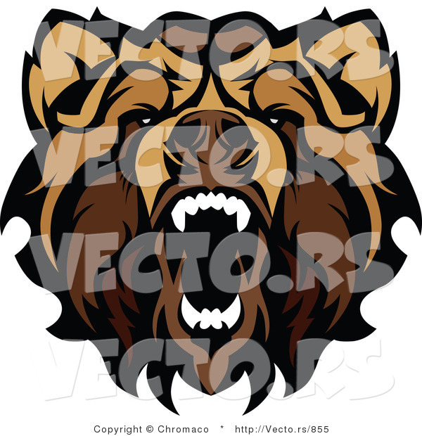 Vector of an Aggressive Growling Grizzly Bear Mascot