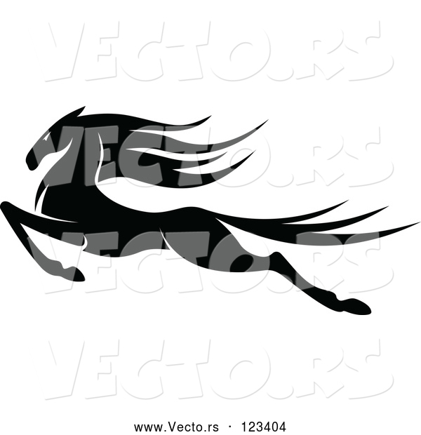 Vector of an Aggressively Leaping Black Horse