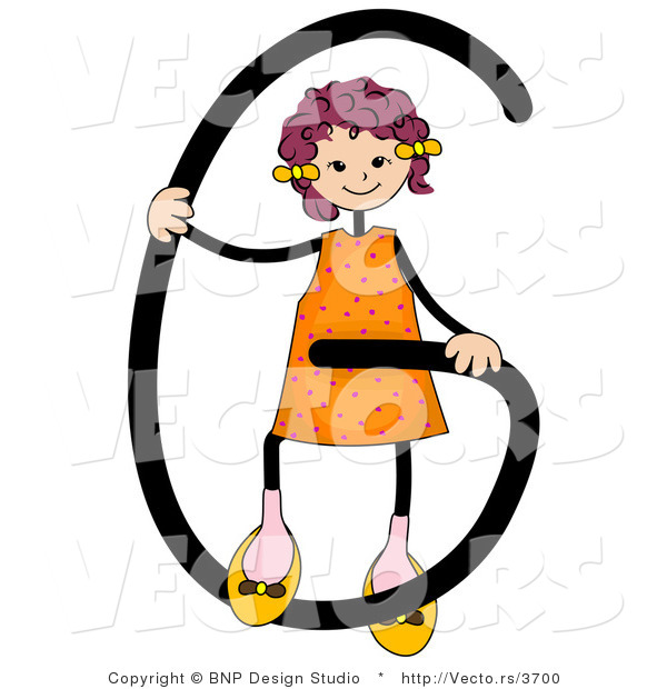 Vector of an Alphabet Letter G with a Stick Figure Girl