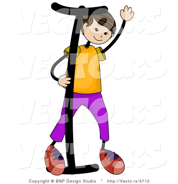 Vector of an Alphabet Letter I with a Stick Figure Boy