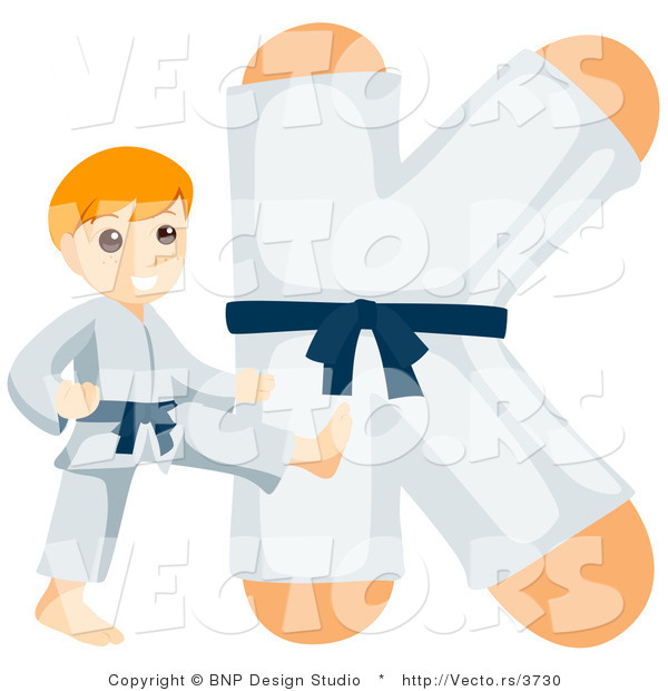 Vector of an Alphabet Letter K with a Karate Boy