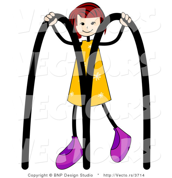Vector of an Alphabet Letter M with a Stick Figure Girl
