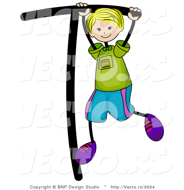 Vector of an Alphabet Letter T with a Stick Figure Boy