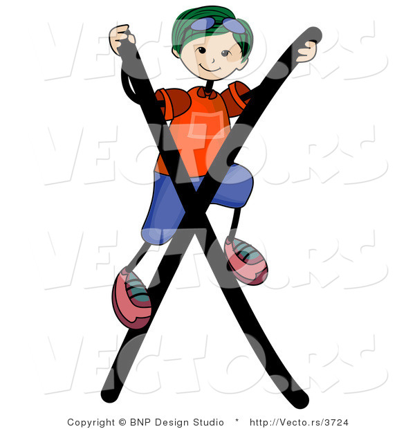 Vector of an Alphabet Letter X with a Stick Figure Boy