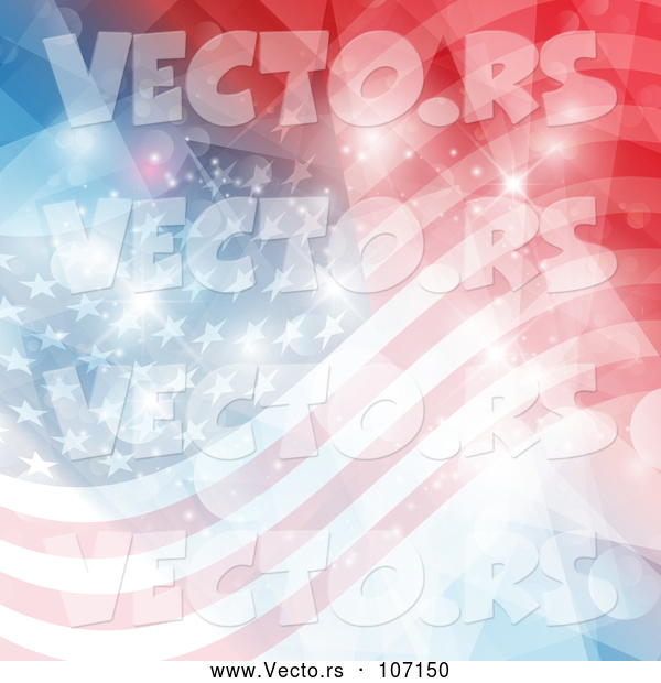 Vector of an American Flag Background with Flares