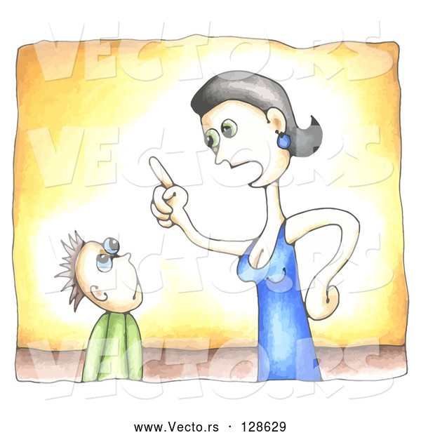 Vector of an Angry Mom Lecturing Kid